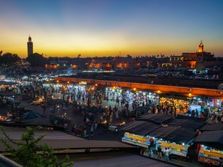 Sunset at the Main Square in Marrakesh