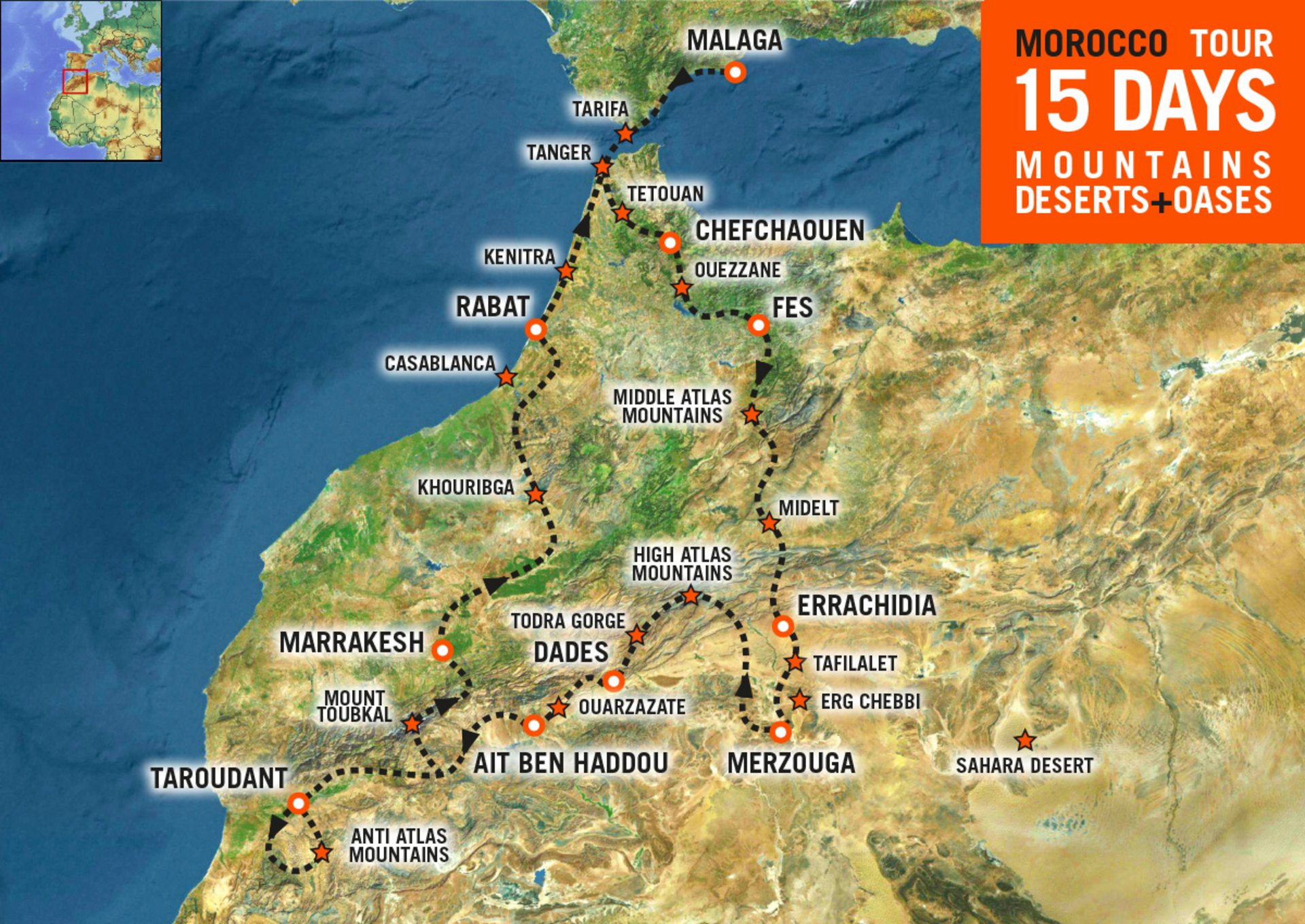 Map of Motorcycle tour in Morocco