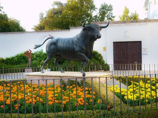 Monument in front of the bullfighting arena in Ronda