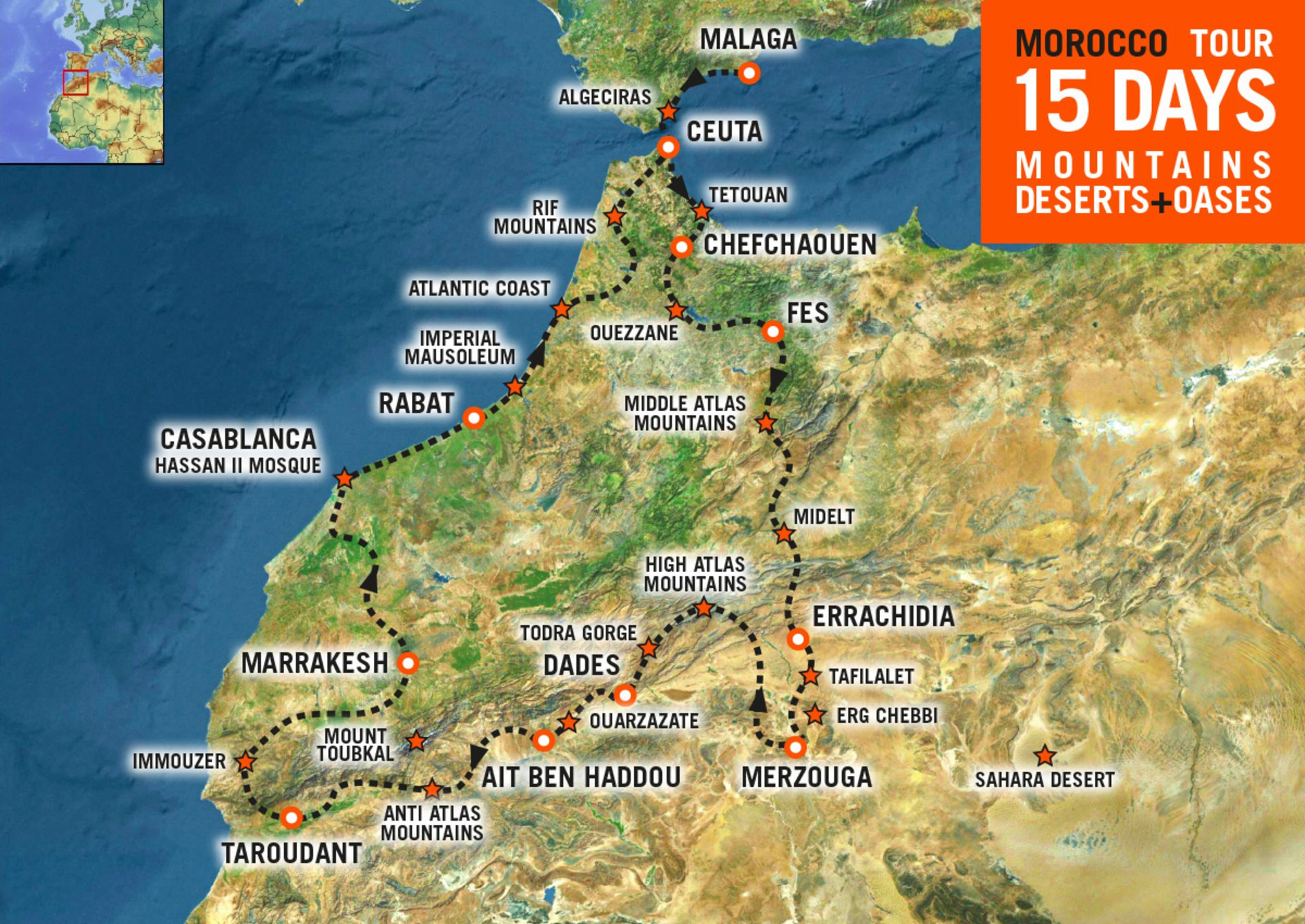 Map of Motorcycle tour in Morocco