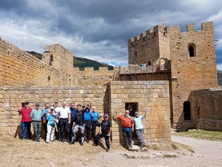 The Loarre Castle in the Pyrenees with a Hispania Tours group