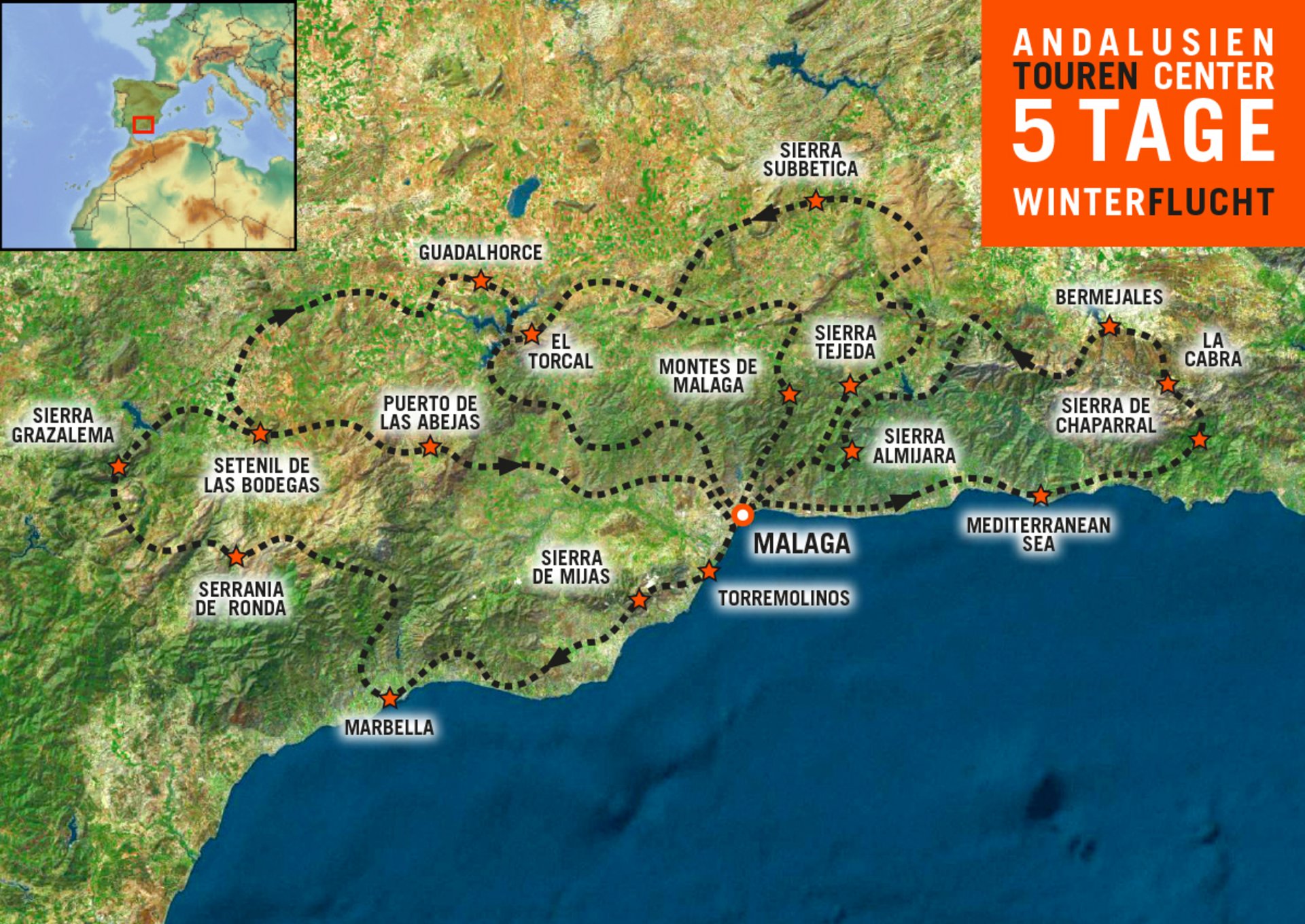 Karte des Tourencenters Andalusien