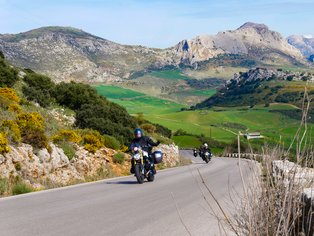 Motorcycle group in front of El Torcal mountain