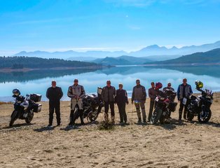 Hispania Tours motorcycle group at Bermejales reservoir