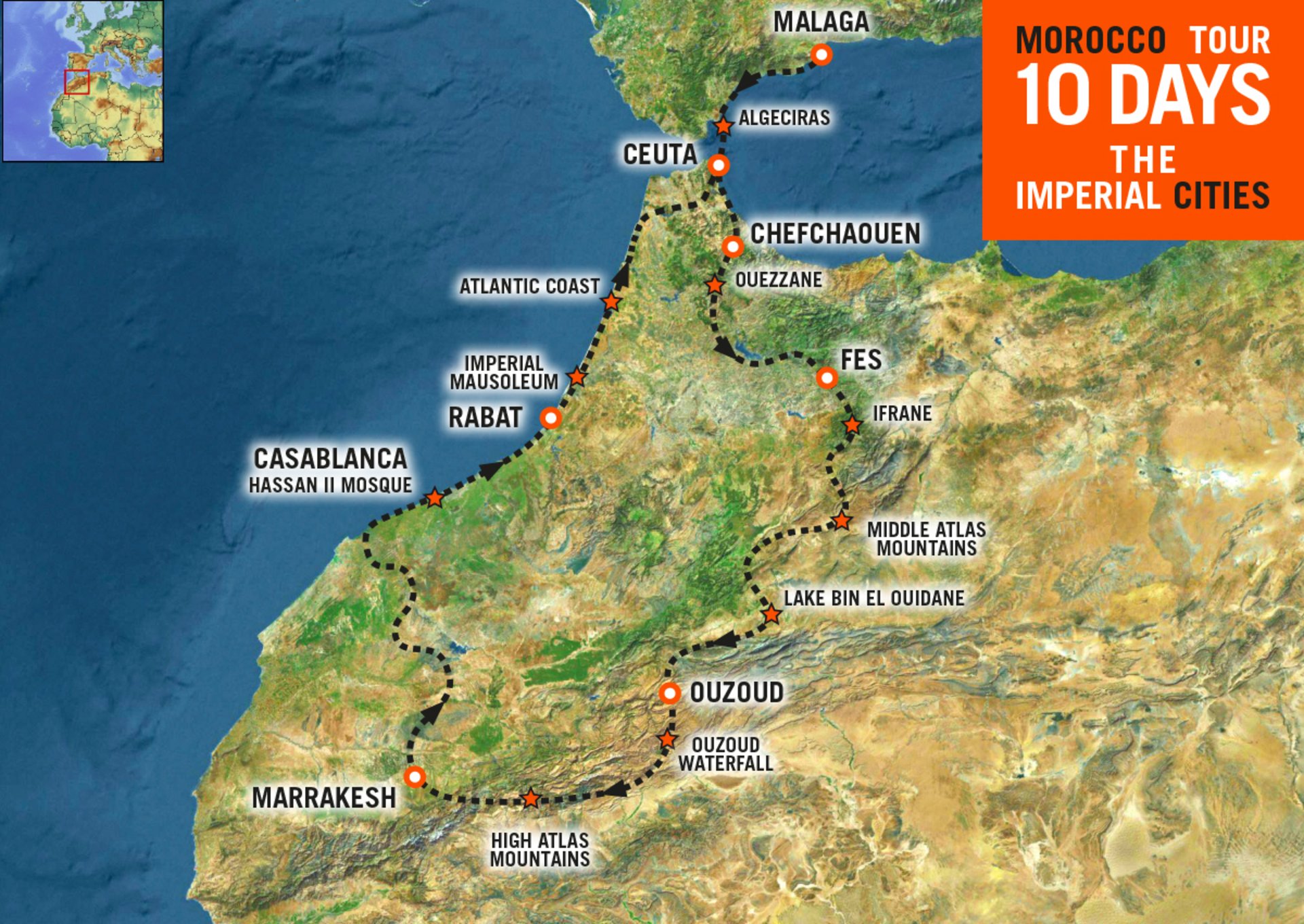 Map of Motorcycle tour in Morocco