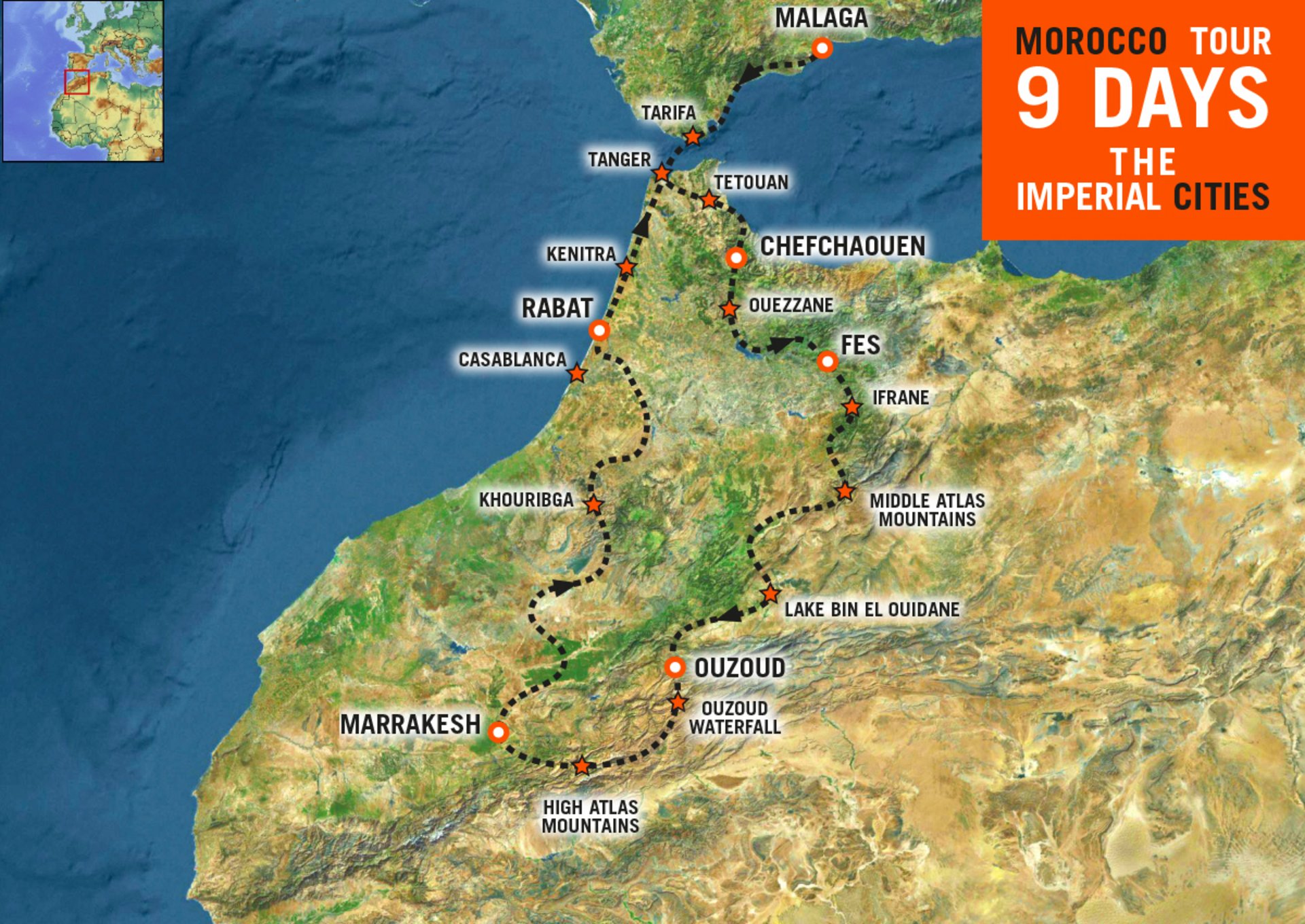 Map of Motorcycle tour in Morocco
